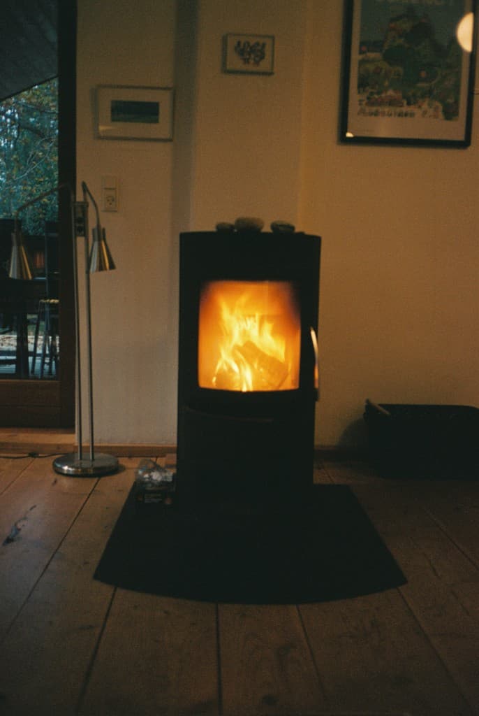 Warm fire in a room