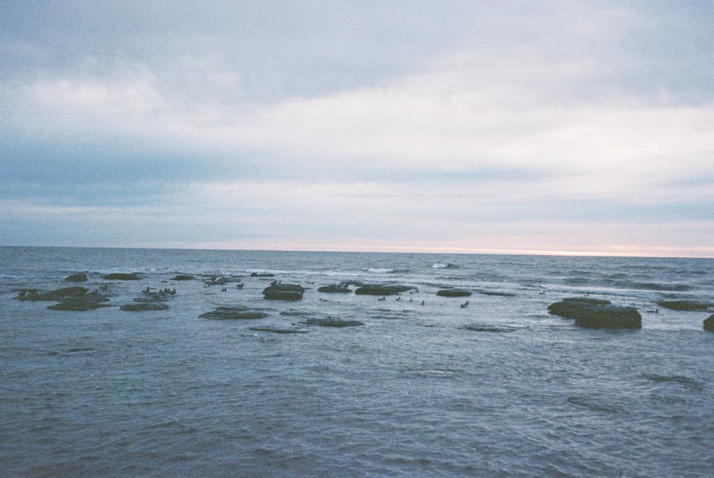 Blue ocean and rocky coast